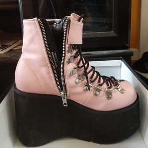 Demonia Dolls Kill Pink Platforms